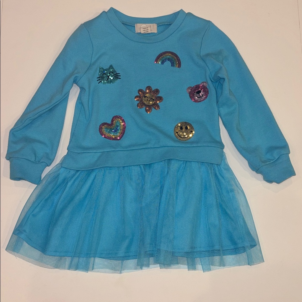 Peek Blue Kids Dress with Colorful Patches